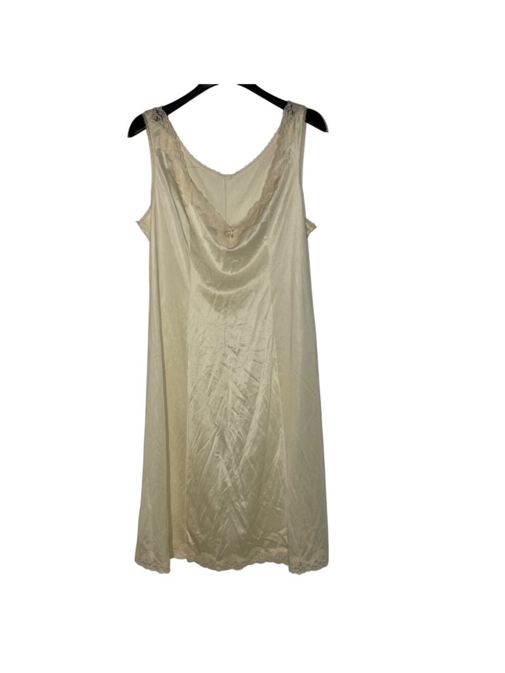 Merville Vintage Lace Trim Nylon Slip Sz 42 Cream Coquette Made in USA